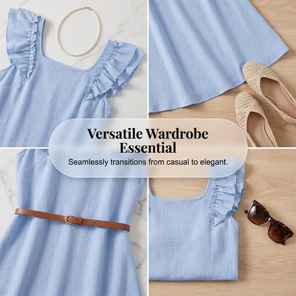 Women's Ruffle Sleeve Dress with Back Bow