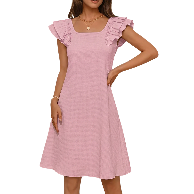 Women's Ruffle Sleeve Dress with Back Bow