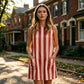 Women's Sleeveless Striped Crewneck Dress with Pockets