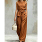 Sleeveless Wide-Leg Pants Set with Belt