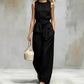 Sleeveless Wide-Leg Pants Set with Belt
