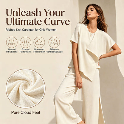 Women's Asymmetric Top & Slit Wide-Leg Pants Set