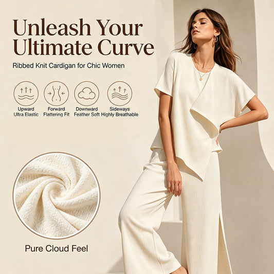 Women's Asymmetric Top & Slit Wide-Leg Pants Set