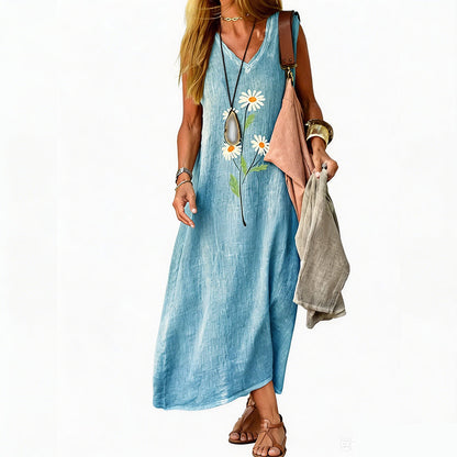 🌼 Women's Summer Daisy Print Sleeveless Dress