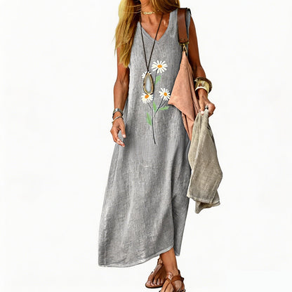 🌼 Women's Summer Daisy Print Sleeveless Dress