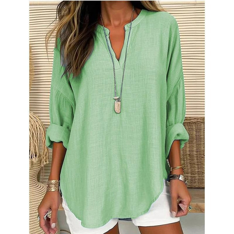 Women’s Casual Solid V-Neck Blouse
