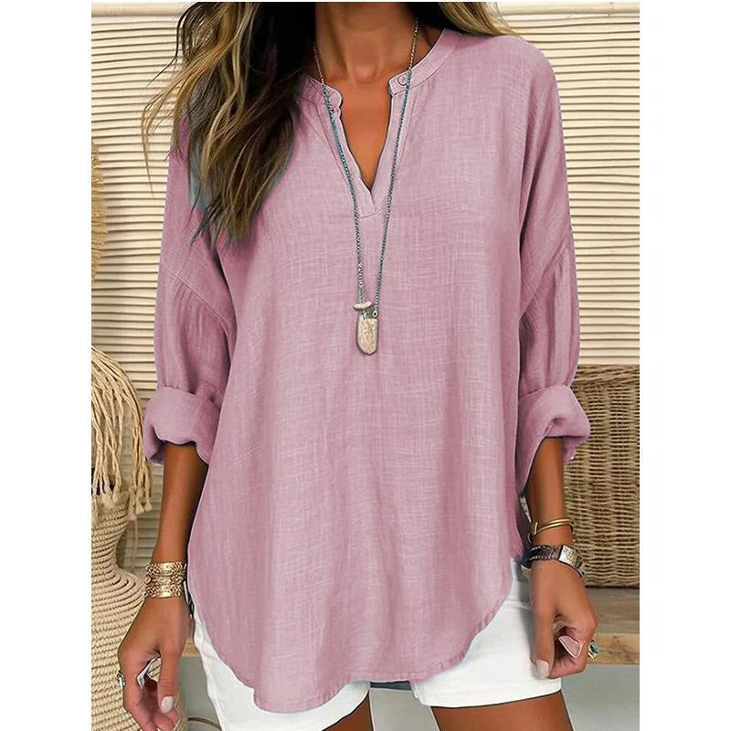 Women’s Casual Solid V-Neck Blouse