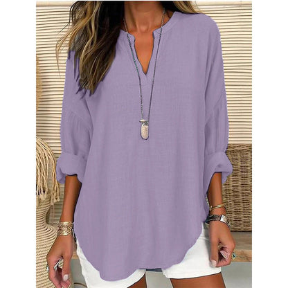 Women’s Casual Solid V-Neck Blouse