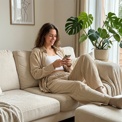 Women's Soft Casual Top & Wide-Leg Pants Set