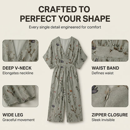 Women's Elegant V-Neck Printed Jumpsuit