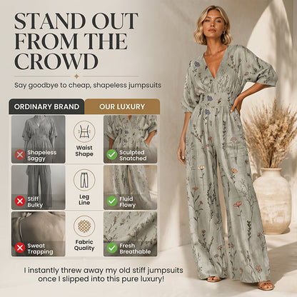 Women's Elegant V-Neck Printed Jumpsuit