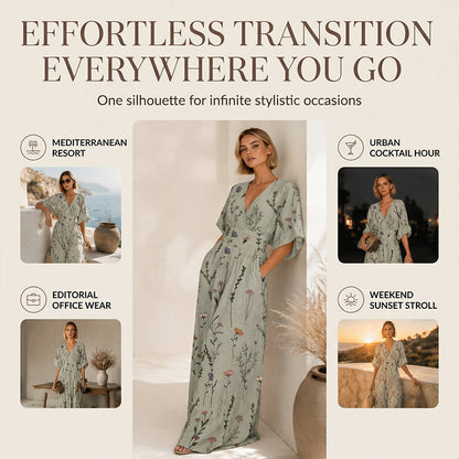 Women's Elegant V-Neck Printed Jumpsuit