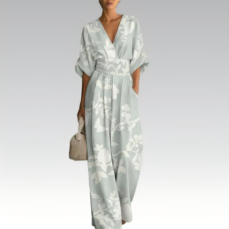 Women's Elegant V-Neck Printed Jumpsuit
