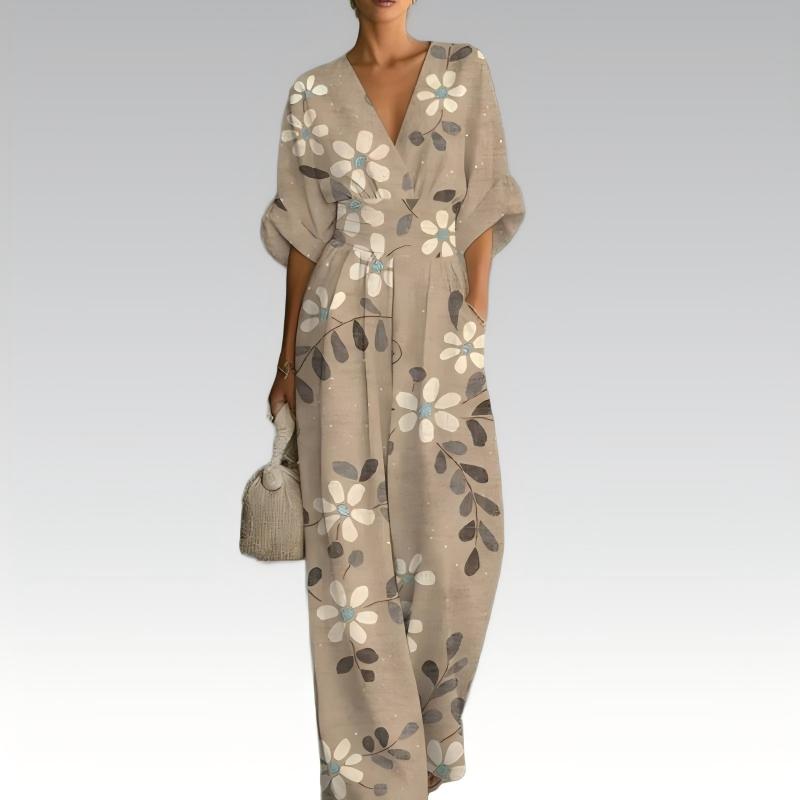 Women's Elegant V-Neck Printed Jumpsuit