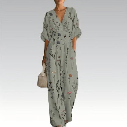 Women's Elegant V-Neck Printed Jumpsuit