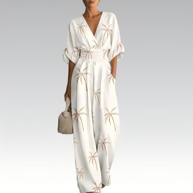 Women's Elegant V-Neck Printed Jumpsuit