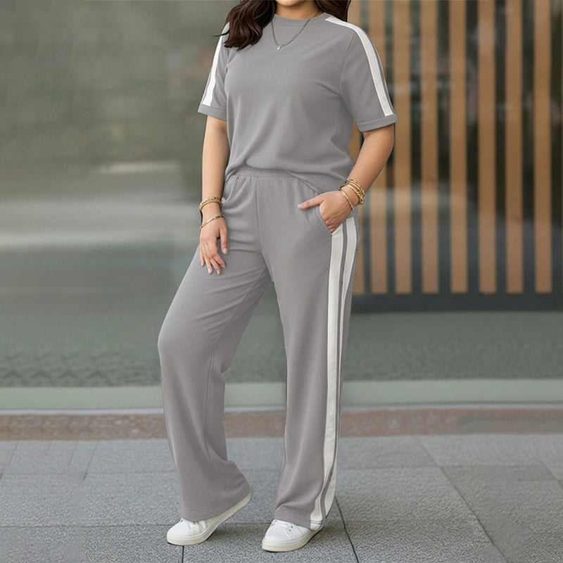 Women's Casual Contrast Stripe 2-Piece Set
