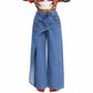 ⌛Limited-Time Offer-Women's Asymmetrical Waist Wide Leg Jeans