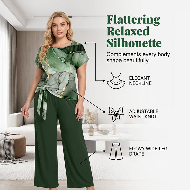 🌿 Patterned lounge set with wide legs