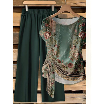 🌿 Patterned lounge set with wide legs