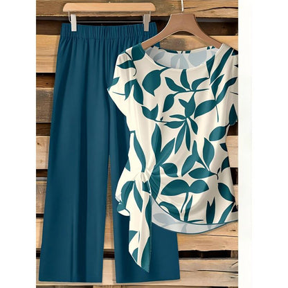 🌿 Patterned lounge set with wide legs