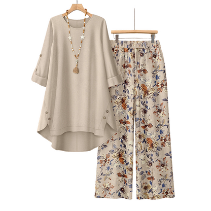 💥50% Off New Arrivals-Women's Cotton Linen Half Sleeve Top ＆ Pants Set