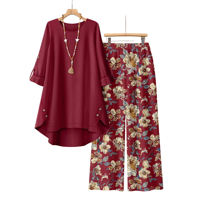 💥50% Off New Arrivals-Women's Cotton Linen Half Sleeve Top ＆ Pants Set