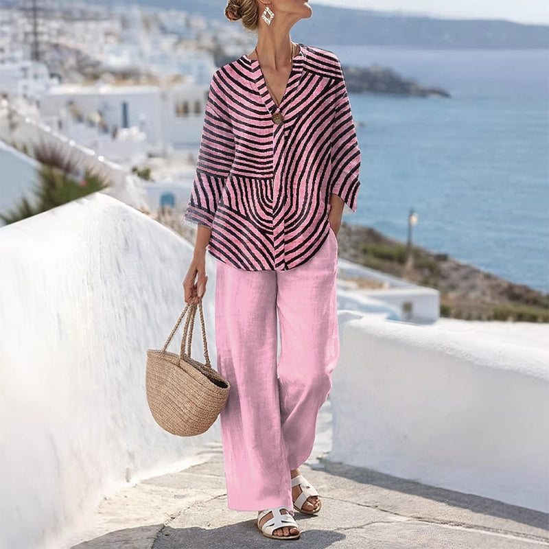 Women's Summer Striped 2-Piece Set