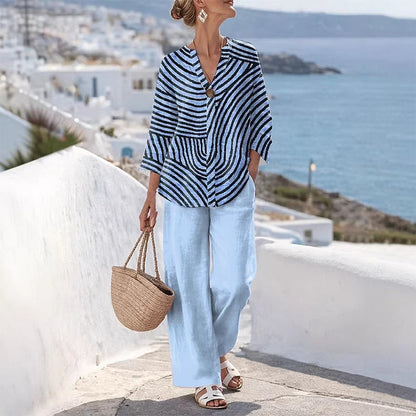 Women's Summer Striped 2-Piece Set