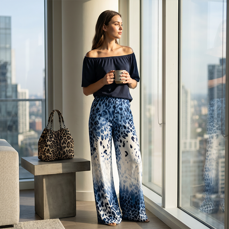 ⌛Limited-Time Offer-Women's Off-Shoulder Gradient Leopard 2-Piece Outfit