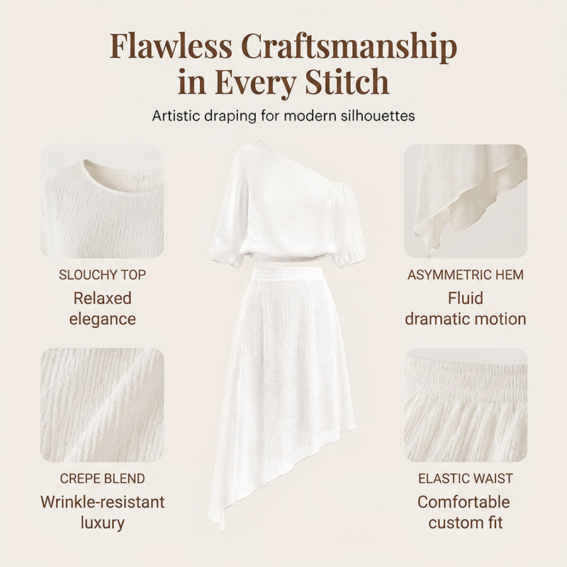 Women's Off-Shoulder Top & Asymmetric Skirt Set