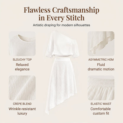 Women's Off-Shoulder Top & Asymmetric Skirt Set
