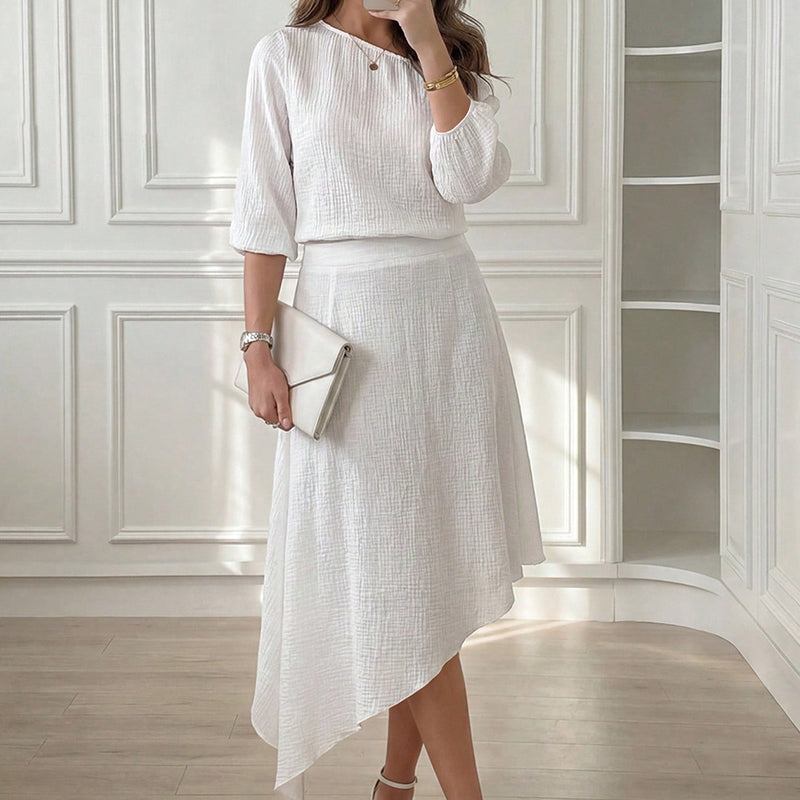 Women's Off-Shoulder Top & Asymmetric Skirt Set