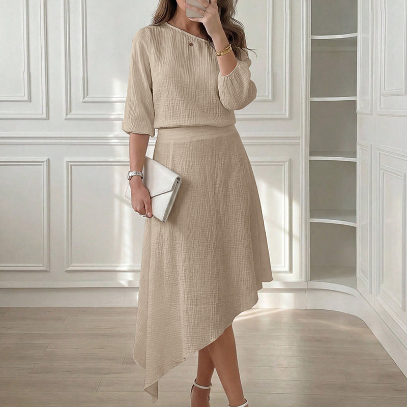 Women's Off-Shoulder Top & Asymmetric Skirt Set