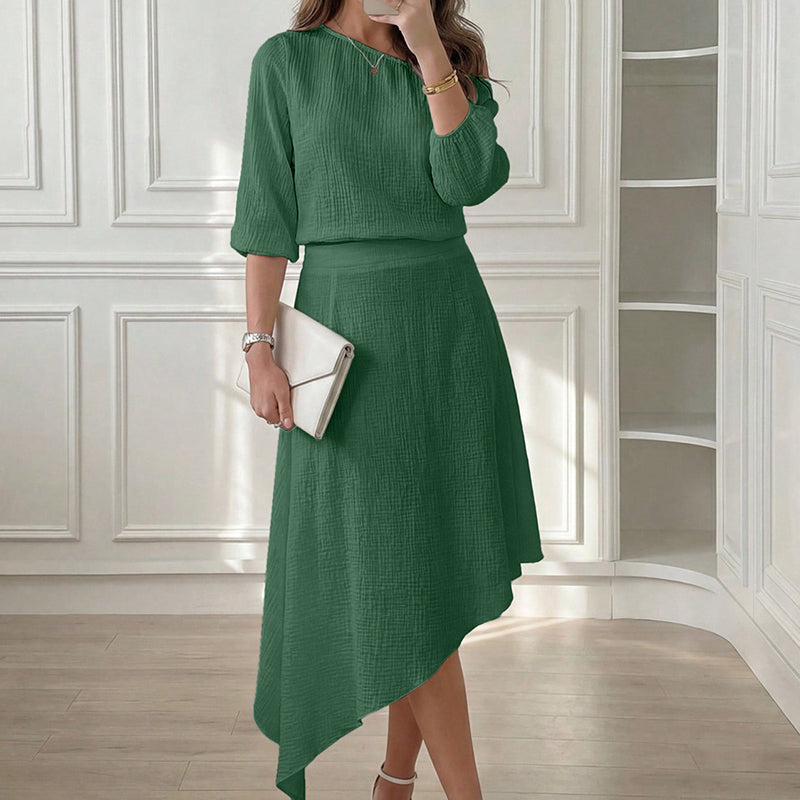 Women's Off-Shoulder Top & Asymmetric Skirt Set