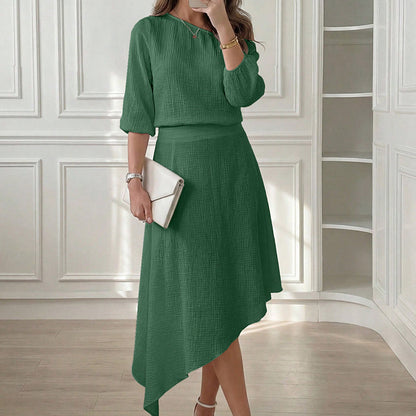 Women's Off-Shoulder Top & Asymmetric Skirt Set