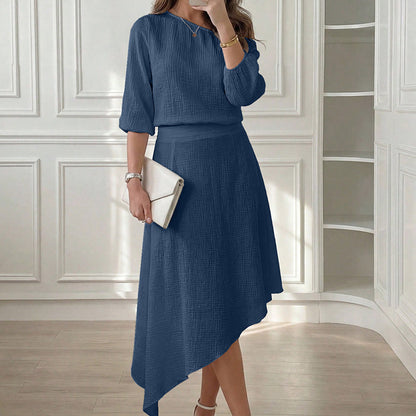Women's Off-Shoulder Top & Asymmetric Skirt Set