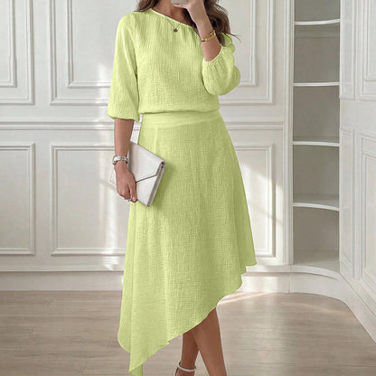 Women's Off-Shoulder Top & Asymmetric Skirt Set