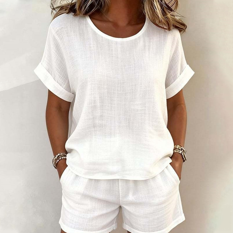 Women's Short Sleeve Top & Shorts 2-Piece Set