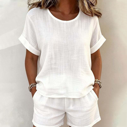 Women's Short Sleeve Top & Shorts 2-Piece Set