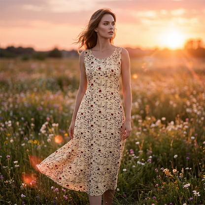 ⏰🍂Autumn Early Bird Sale-Women's Floral Print Sleeveless Maxi Dress with Pockets