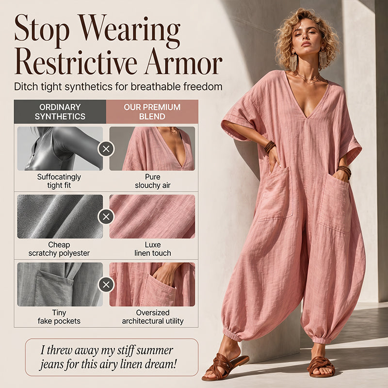 🔥New Arrivals & Best Sellers-Women's Summer Loose V-Neck Jumpsuit