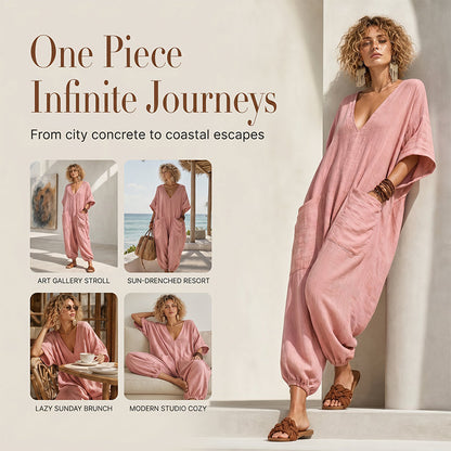 🔥New Arrivals & Best Sellers-Women's Summer Loose V-Neck Jumpsuit