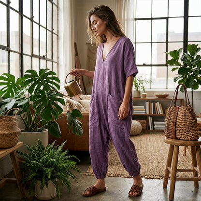 🔥New Arrivals & Best Sellers-Women's Summer Loose V-Neck Jumpsuit