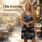 Women's Faux Denim Printed Sleeveless Dress