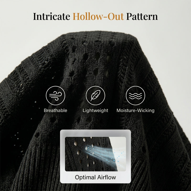 Women's Short Sleeve Hollow-Out Knit Cardigan