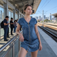 Women's Casual Short Sleeve Zipper Dress