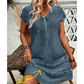 Women's Casual Short Sleeve Zipper Dress