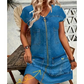 Women's Casual Short Sleeve Zipper Dress