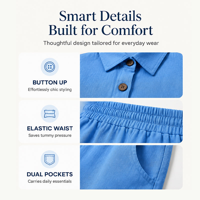Women's Button-Down Shirt & Shorts 2-Piece Set